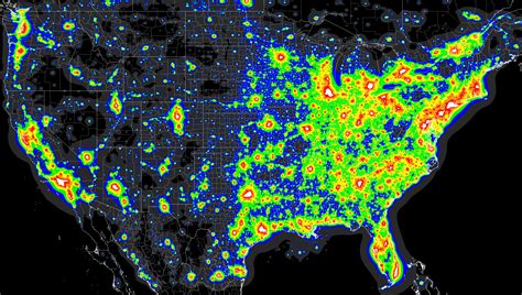 Light pollution in the US Light Pollution Map, United States Map, Meteor Shower, Fantasy Novel ...