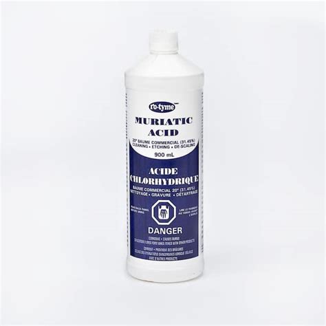 Ro-Tyme Muriatic Acid For Cleaning & Etching Concrete & Descaling Tile/Porcelain, 900-mL ...