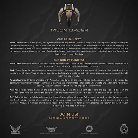 Talon Order- To Bring and The Protect Order : r/EliteDangerous