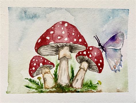 Little Mushroom Painting for the love of Amanita Muscaria : r/Mushrooms