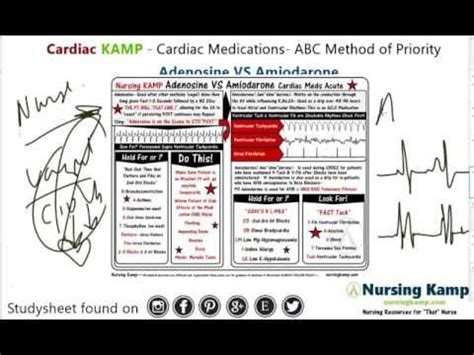 Amiodarone Adenosine Cardiac Meds Nursing KAMP NCLEX | Nurse, Nclex, Cardiac