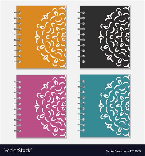 Set of colorful notebook covers with flower design