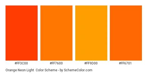 Orange Neon Light Color Scheme Palette