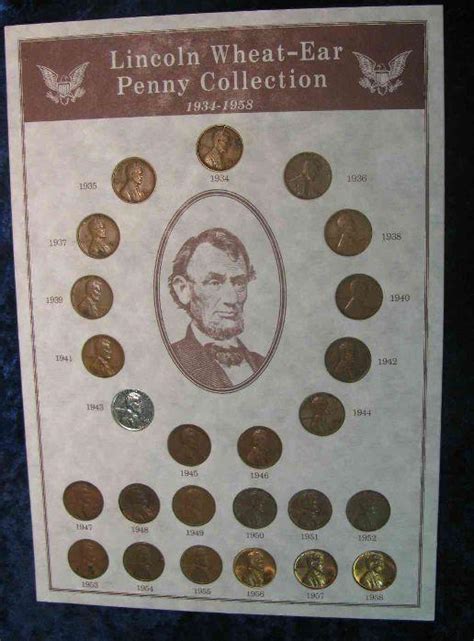 210. 1934-58 Lincoln Wheat-Ear Penny Collection in display Board. (25 pcs.)