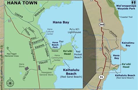 the main town of Hana | Road to hana map, Road to hana, Hawaii honeymoon