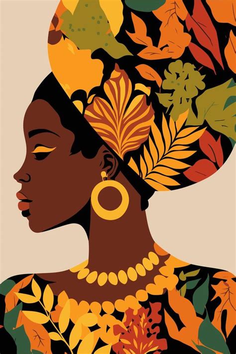 black african American woman with curly hair wall art matisse style ...