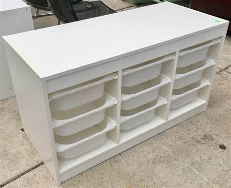 Uhuru Furniture & Collectibles: White 3x3 Cubby Storage with Bins - $45 SOLD