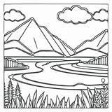 River Landscape Coloring Pages Sketch Page sketch template