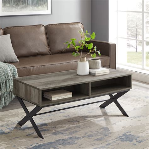 Roanoke Modern X-Leg Grey Wash Coffee Table by Manor Park - Walmart.com - Walmart.com