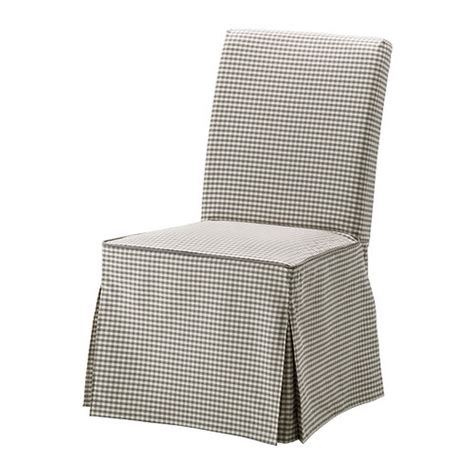 IKEA Henriksdal Chair SLIPCOVER Cover Skirted SAGMYRA Gray White Checked Sågmyra Long