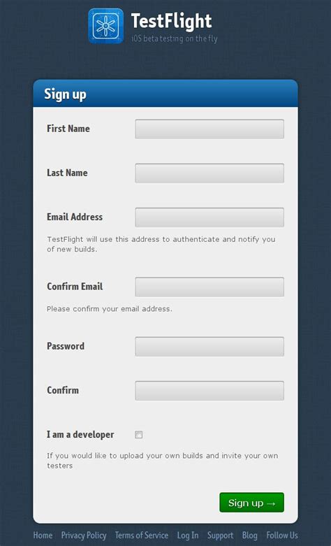 TestFlight_email sign up form | Web forms, Signup, Web design