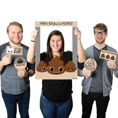 Party 'Til You're Pooped - Poop Emoji Party Selfie Photo Booth Picture Frame & Props - Printed ...