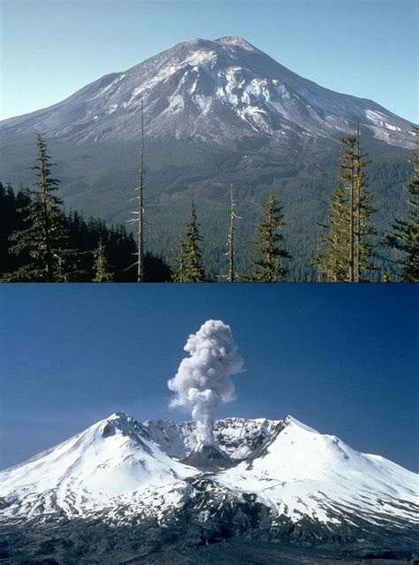 Mount St. Helens before and after his eruption in 1980 : pics