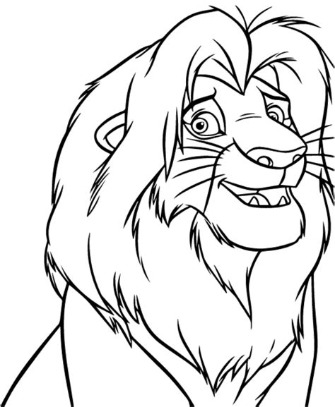 Happy Simba Coloring Page - Free Printable Coloring Pages for Kids