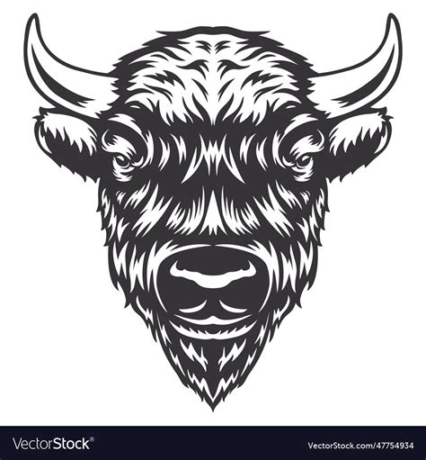 Bison head design lineart farm animal Royalty Free Vector