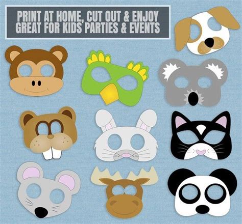 10 Animal Mask Printables, Pet Cute Animal Masks for Kids Parties ...