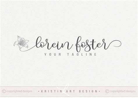 Lilly flower logo handwritten photography logo watermark | Etsy