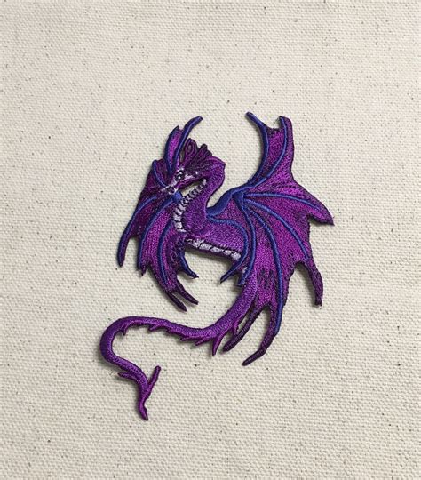 Fantasy Dragon Purple Embroidered Patch Iron on Applique | Etsy