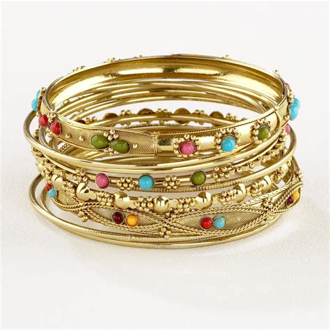 Gold Indian Beaded Bangles, Set of 9 | World Market | Bead bangles ...