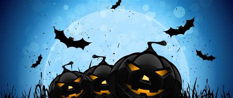 Download pumpkin, halloween, digital art 2560x1080 wallpaper, dual wide 2560x1080 hd image ...