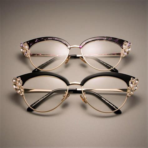 Glasses Women Cat Eye Shiny Rhinestones Eye Wear Frames Elegant Ladies ...