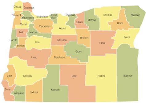 State Of Oregon Map Of Counties - Drusie Kimberlyn