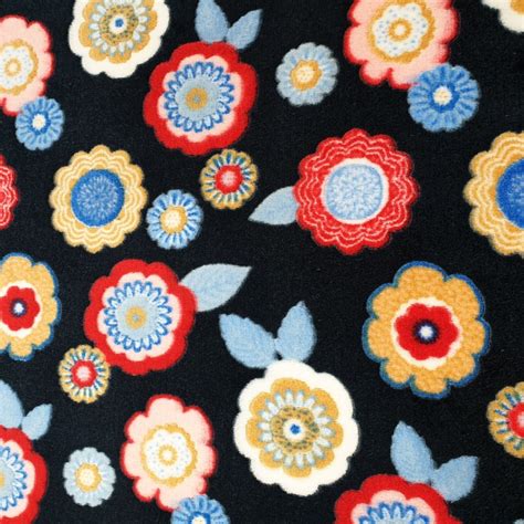 100% Blue Floral Fleece Fabric