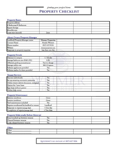 Property Management Checklist Template