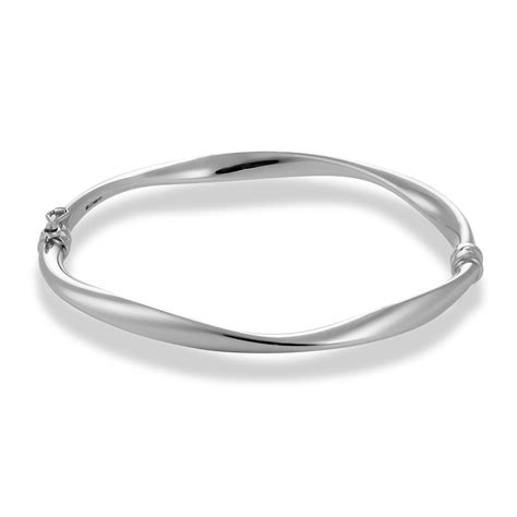 9ct White Gold Twist Bangle