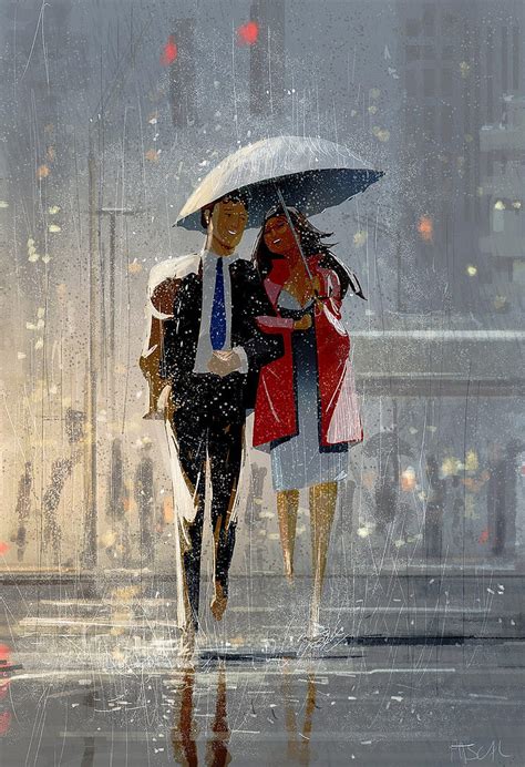 1920x1080px, 1080P free download | Couple in The Street, umbrella, woman, man, suit, dress, rain ...