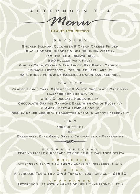 afternoon tea menu June 2017 - The Golden Fleece