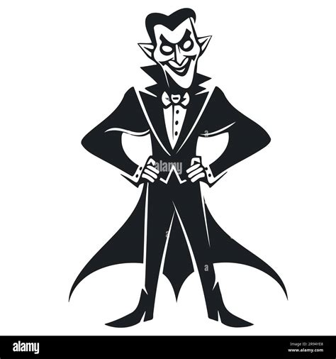 Dracula. Vampire black and white vector illustration Stock Vector Image ...