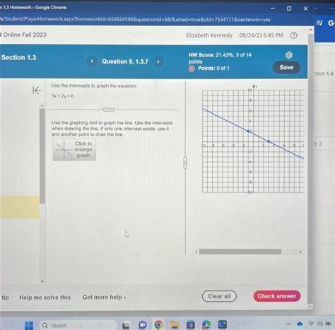 Solved Use the intercepts to graph the equation. 3x+2y=6 Use | Chegg.com