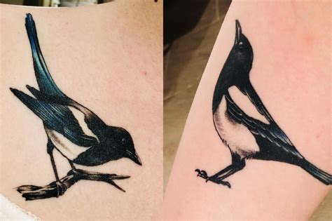 “Two for joy” magpies on right collarbone and left forearm - done by ...