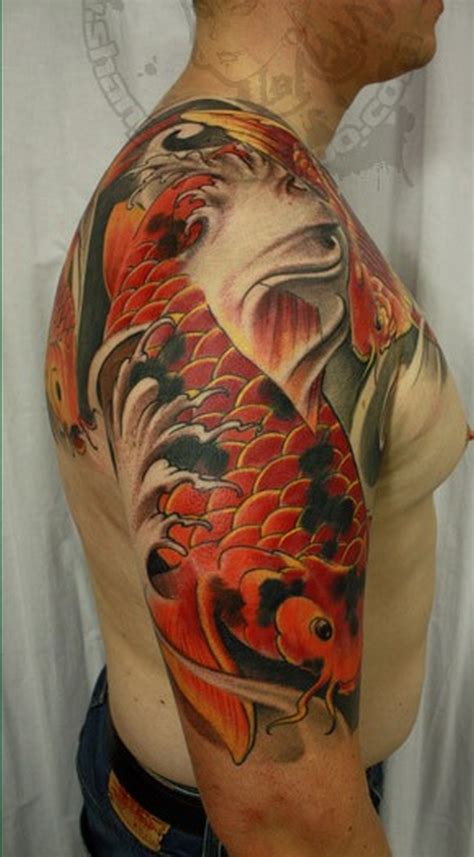 Color koi carp half sleeve tattoo design - Tattoos Book - 65.000 ...