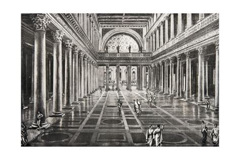 'Reconstruction of Interior of Basilica Ulpia in Roman Times from Design by Trabacchi' Giclee ...