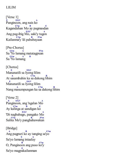 LILIM Lyrics with Chords MP3 Minus One HD Videoke Karaoke Instrumental ...