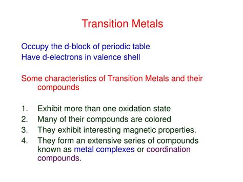 PPT - Transition Metals PowerPoint Presentation, free download - ID:6736264