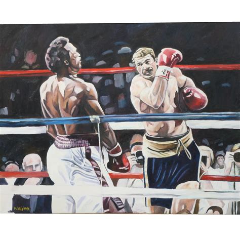 Lot - Michael Dokes vs Gerrie Coetzee Oil on Canvas Painting by William Weldon 28 3/4"H x 36 1/2 ...