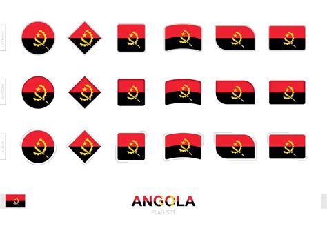 Angola flag set, simple flags of Angola with three different effects ...