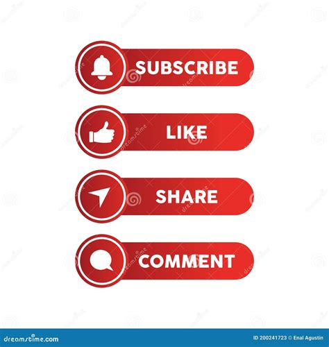 Subscribe, Like, Share and Comment Button Symbol Design for Social ...