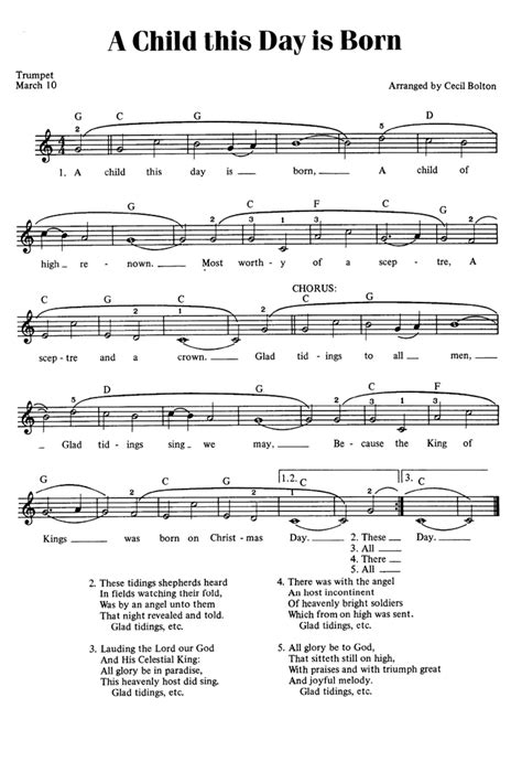 A CHILD THIS DAY IS BORN Easy Sheet music | Easy Sheet Music