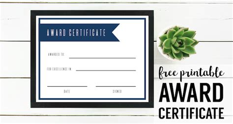 Free Printable Award Certificate Template - Paper Trail Design