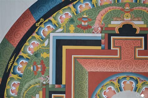 Corner of a Bhutanese painting from the Choki Traditional Art School ...