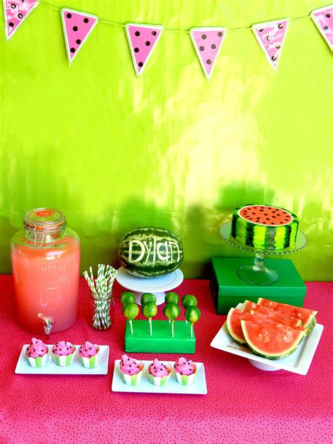 This Watermelon Party is called "Everything Watermelon" because everything on the table, the ...