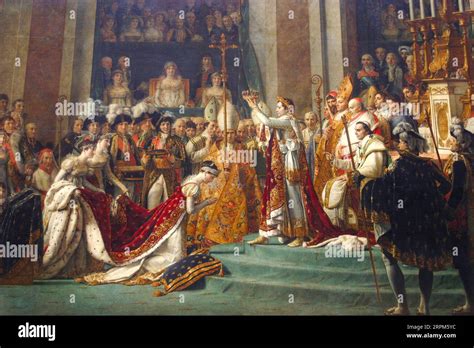 France, Paris; painting of the coronation of the wife of Napoleon in the Louvre museum Stock ...