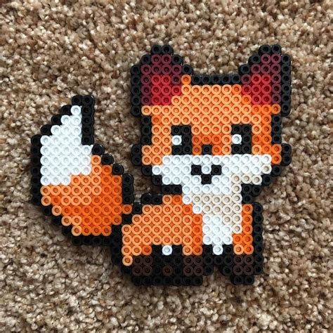 Cute Fox Perler Bead in 2021 | Perler beads, Easy perler bead patterns, Perler bead art