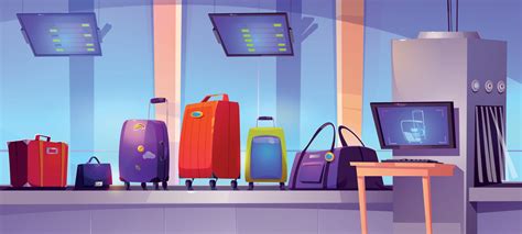 Airport conveyor belt with baggage and scanner 12816513 Vector Art at Vecteezy