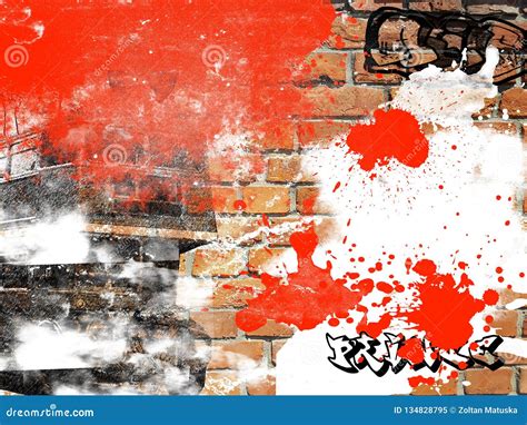 Grunge Brick Wall Graffiti Background Art Abstract Illustration Dirty ...