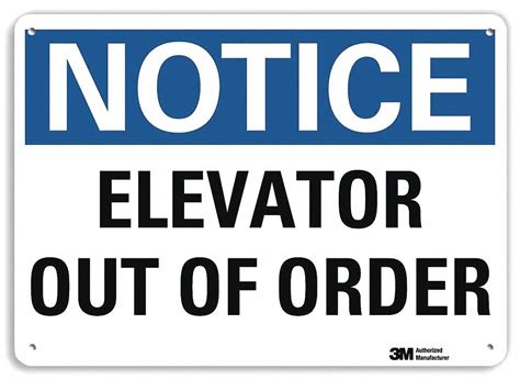 LYLE Notice Sign, Sign Format Traditional OSHA, Elevator Out Of Order ...